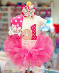 Donut Birthday Tutu Outfit, Donut Grow Up in pink and hot pink