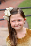 Gold Bow -- Beautiful shimmering gold hairbow choose single layer or double stacked - Darling Little Bow Shop