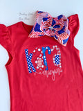 Red flutter sleeve 4th of July dress for girls - Darling Little Bow Shop
