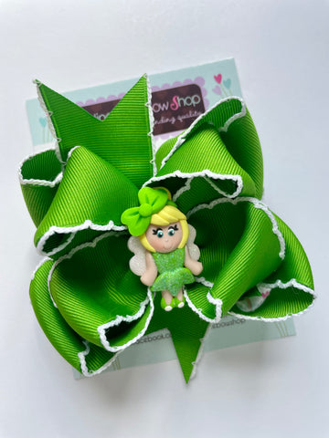 Green Tinkerbell hairbow - Darling Little Bow Shop