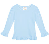 Winter Deer light blue ruffle shirt for girls - Darling Little Bow Shop