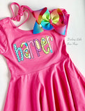 Twirly Dress for Girls with rainbow color name - Darling Little Bow Shop