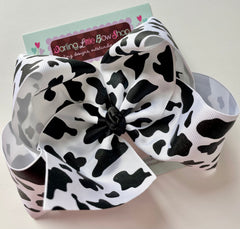 Cow Print Bow - choose 3" 4" 5" 6" or 8" hairbow