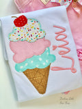 Ice Cream Shirt or bodysuit for girls in pastel colors - Darling Little Bow Shop
