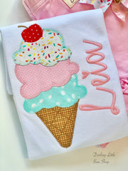 Ice Cream Shirt or bodysuit for girls in pastel colors