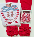 Apple shirt in red, blue and pink - Darling Little Bow Shop