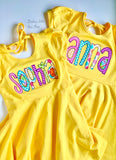 Twirly Dress for Girls with rainbow color name - Darling Little Bow Shop