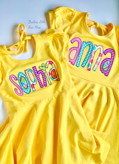 Twirly Dress for Girls with rainbow color name