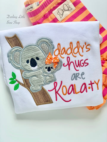 Daddy's Girl Koala shirt or bodysuit - Daddy's Hugs are Koalaty - Darling Little Bow Shop