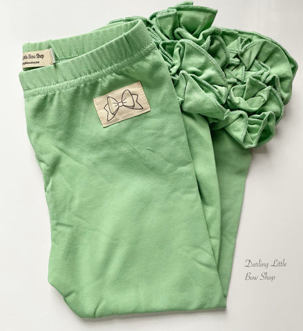 Sage Green Ruffle Leggings - Darling Little Bow Shop