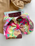 Cookie Bow for Girl Scouts in rainbow colors, choose large 7” or pigtail bows - Darling Little Bow Shop