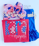 Red flutter sleeve shirt or baby bubble for 4th of July - Darling Little Bow Shop