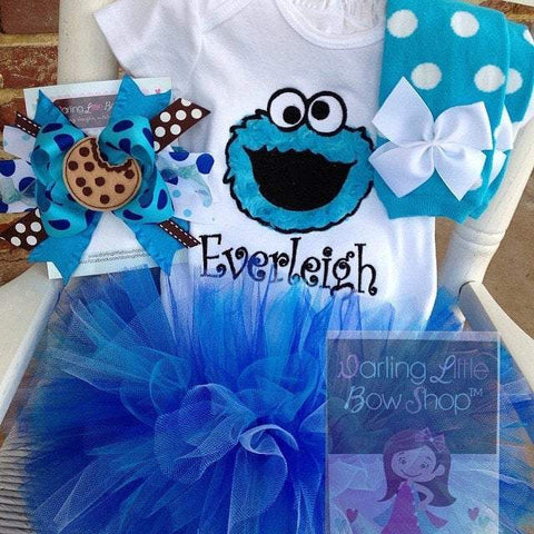 Cookie Monster Birthday Tutu Outfit - Darling Little Bow Shop