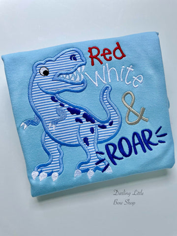Red White and Roar Boys shirt for 4th of July - Darling Little Bow Shop