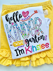Girls School Shirt - hello Kindergarten shirt