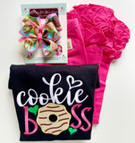 Cookie Bow for Girl Scouts in rainbow colors, choose large 7” or pigtail bows - Darling Little Bow Shop