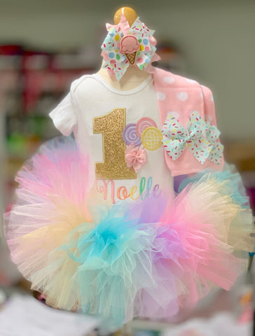 Sweet ONE 1st Birthday Tutu Outfit - Baby Girl Donut Birthday Outfit - Made in USA - Darling Little Bow Shop