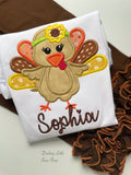 Sunflower turkey bodysuit or shirt for girls - Darling Little Bow Shop