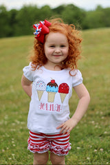 Ice Cream Cone shirt, tank or bodysuit for Girls 4th of July