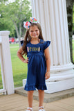 Navy Pencil Name Dress - Darling Little Bow Shop