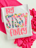 Big or Little Sissy Shirt, Sweatshirt or Bodysuit in bright lilly fabric - Darling Little Bow Shop