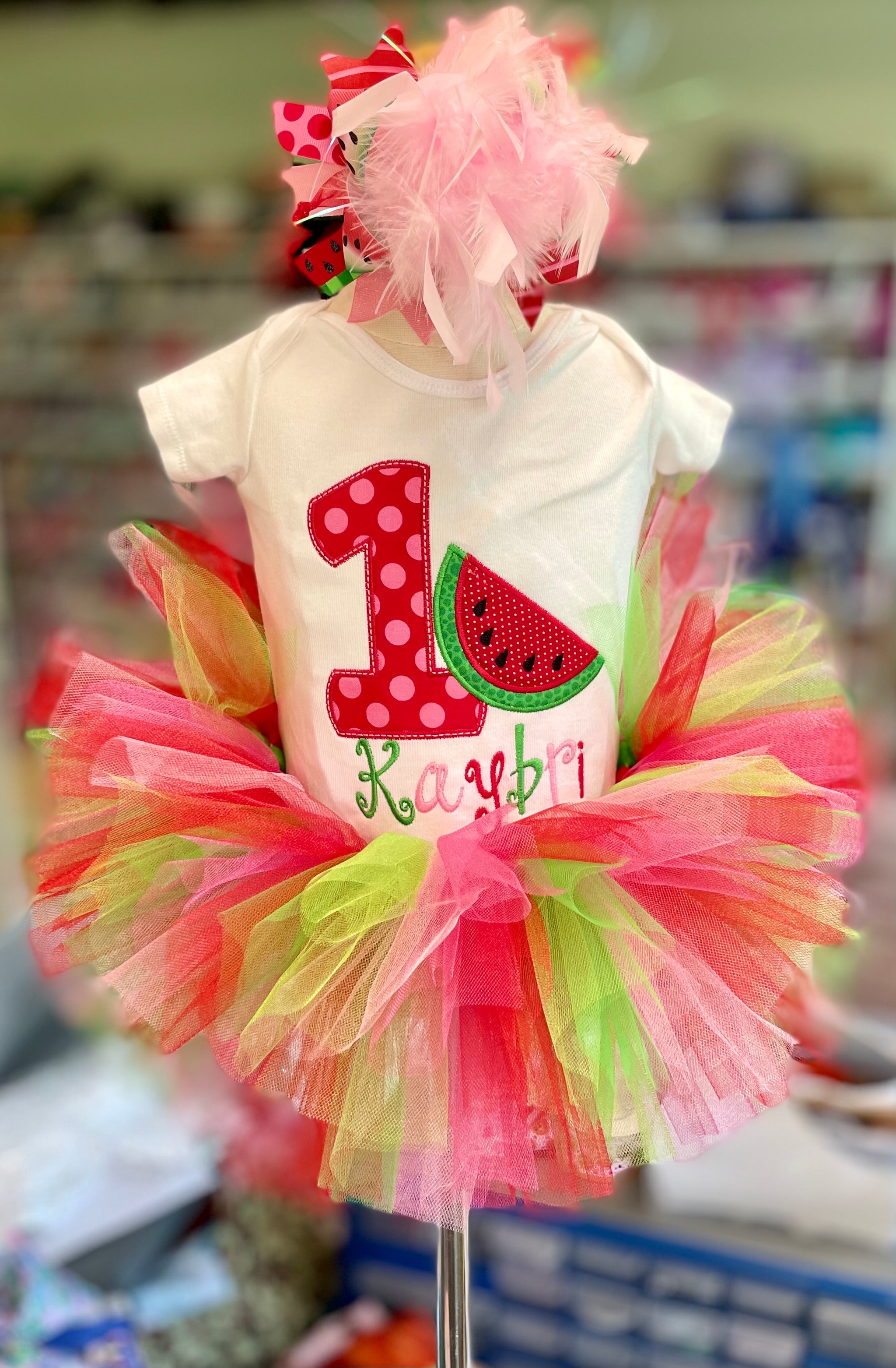 Watermelon Birthday Tutu Outfit with Diaper Cover