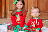 Family Christmas Pajamas - infant to adult sizes with flying reindeer - Darling Little Bow Shop