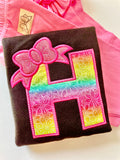 Girly Bow initial monogram sweatshirt - Darling Little Bow Shop
