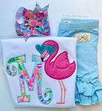 Flamingo Initial shirt, ruffle shirt, tank or bodysuit - Darling Little Bow Shop