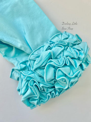 Sky Blue Ruffle Icing Capris - Darling Little Bow Shop