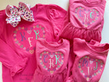 Candy Hearts Monogram Hot Pink Shirt - Darling Little Bow Shop