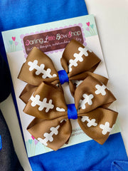 Football Pigtails bow set