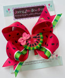Watermelon Hairbow with clay center - Darling Little Bow Shop