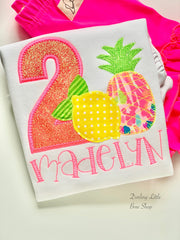 Lilly Pulitzer fabric Pineapple Birthday Shirt or bodysuit for girls, Pineapple Shirt - Tutti Frutti - beautiful pineapple theme birthday shirt