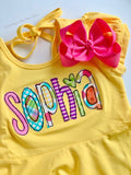 Twirly Dress for Girls with rainbow color name - Darling Little Bow Shop