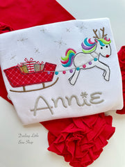 Flying Unicorn Reindeer shirt or bodysuit for girls