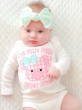 This little piggy stayed Home shirt or bodysuit for girls in pink and aqua blue - Darling Little Bow Shop