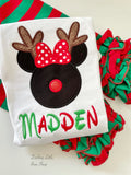 Minnie Mouse Reindeer shirt or bodysuit for girls - Darling Little Bow Shop