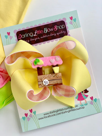 Lemonade Stand hairbow, choose single or double stacked - Darling Little Bow Shop