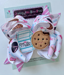 Milk and Cookies Hairbow in pastel colors
