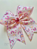 Rainbow ponytail bow - Darling Little Bow Shop