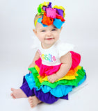Rainbow Ombre bow -Tye-Dye triple layer rainbow colors - Darling Little Bow Shop
