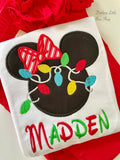 Minnie Mouse Christmas shirt or bodysuit for girls - Darling Little Bow Shop
