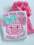 This little piggy stayed Home shirt or bodysuit for girls in pink and aqua blue - Darling Little Bow Shop