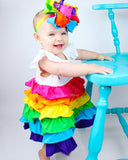 Rainbow Ombre bow -Tye-Dye triple layer rainbow colors - Darling Little Bow Shop