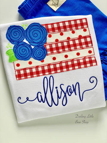 American Flag shirt, tank or bodysuit for Girls 4th of July - Darling Little Bow Shop
