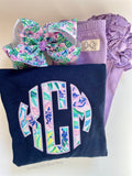 Lilly Mermaid in The Shade print monogram navy sweatshirt - Darling Little Bow Shop
