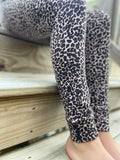 Leopard print Button Leggings - fleece lined and warm - Darling Little Bow Shop