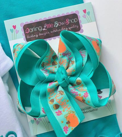Teal Pumpkin Hairbow - Darling Little Bow Shop