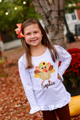 Sunflower turkey bodysuit or shirt for girls